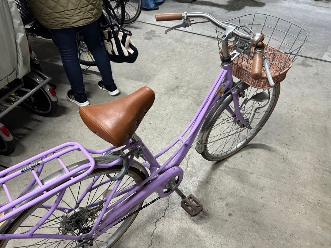 紫色シティサイクル 前カゴ付き　23区北部渡し