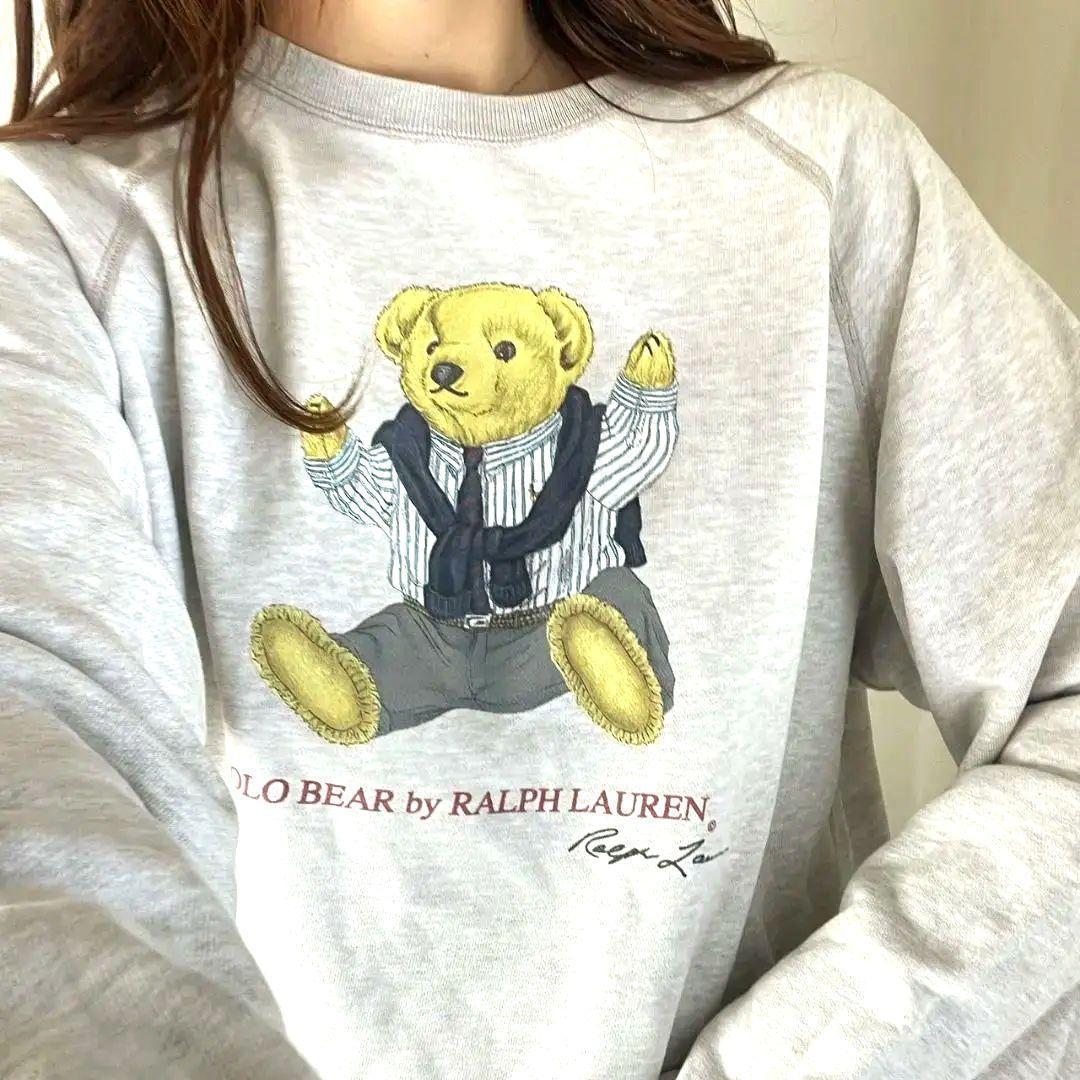 ラルフローレン ポロベア スウェット 古着 グレー トレーナー