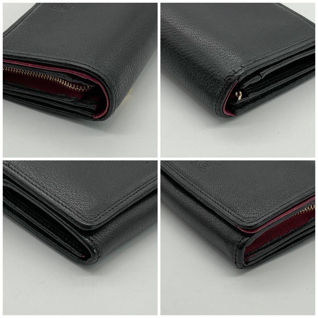 ロエベ　アナグラム　二つ折り　財布　コンパクト　ウォレット　ブラック