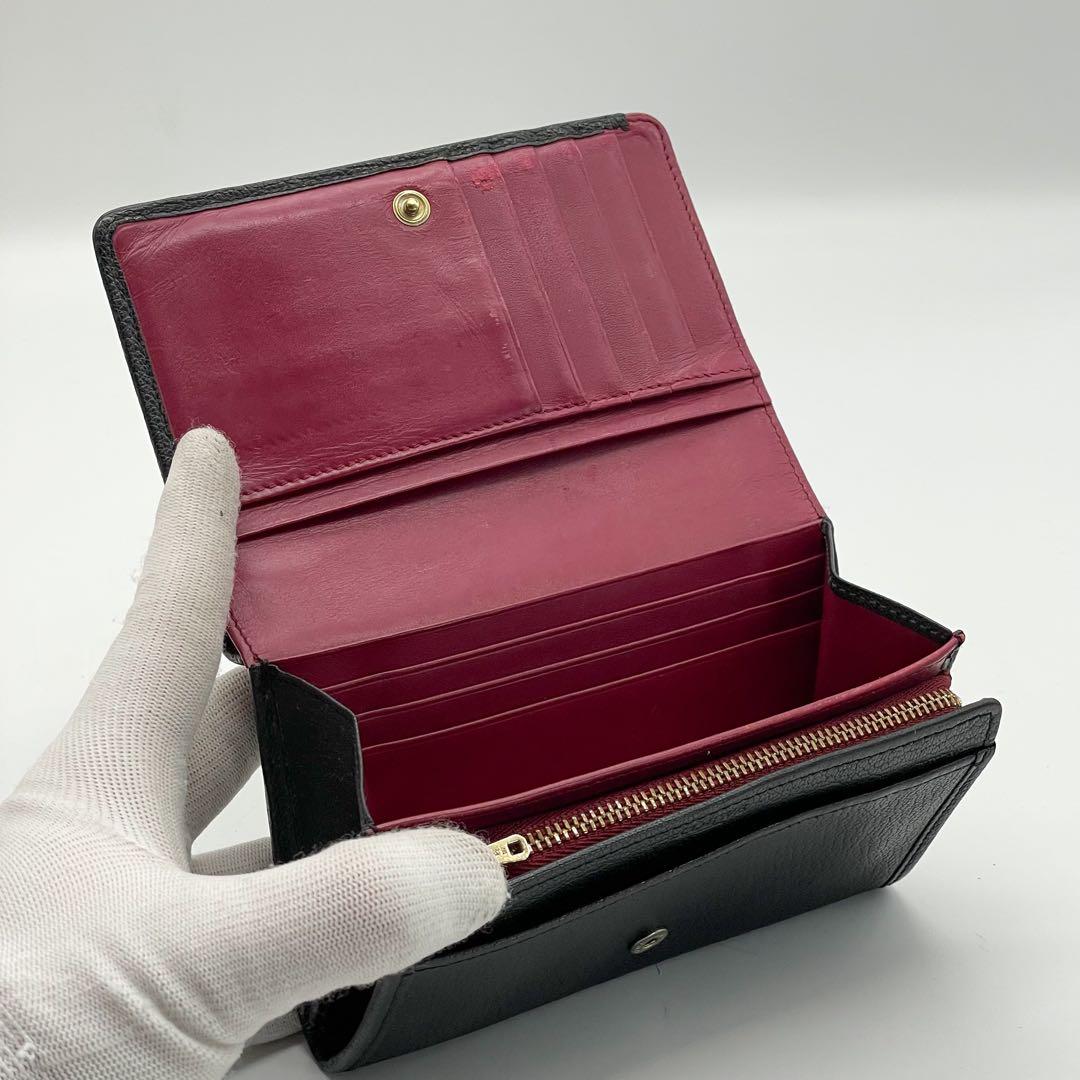 ロエベ　アナグラム　二つ折り　財布　コンパクト　ウォレット　ブラック