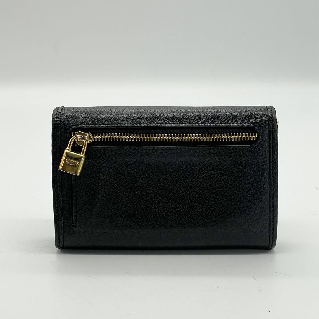 ロエベ　アナグラム　二つ折り　財布　コンパクト　ウォレット　ブラック