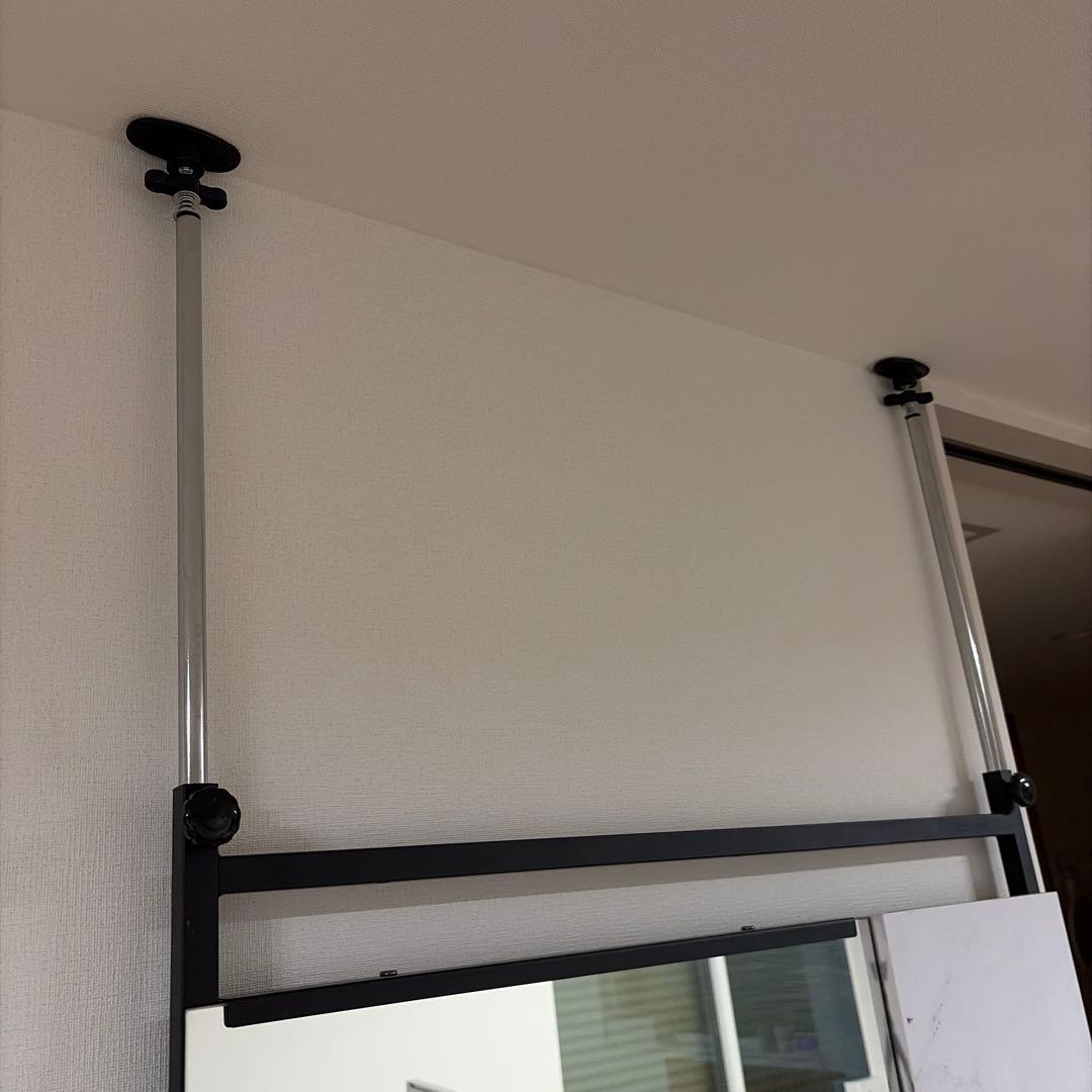 [幅80] ミラー付き突っ張り棚 壁面収納 スリム 棚 伸縮 LOWYA