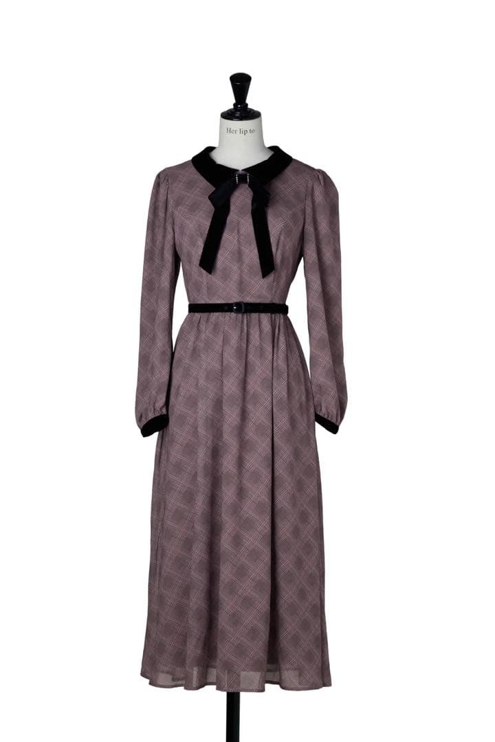 ワンピース herlipto Bristol Plaid Ribbon Dress