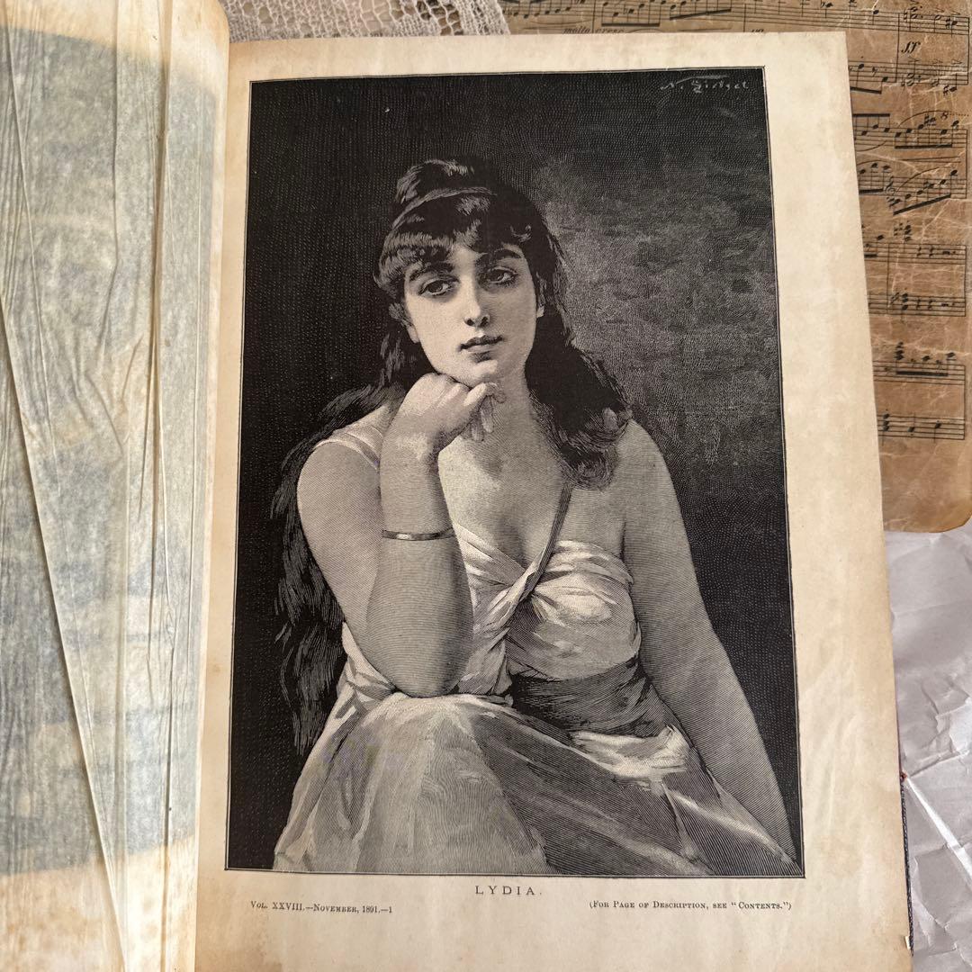 稀少1891年　美しいアンティーク古書ヴィクトリアン洋書　ジャンクジャーナル素材