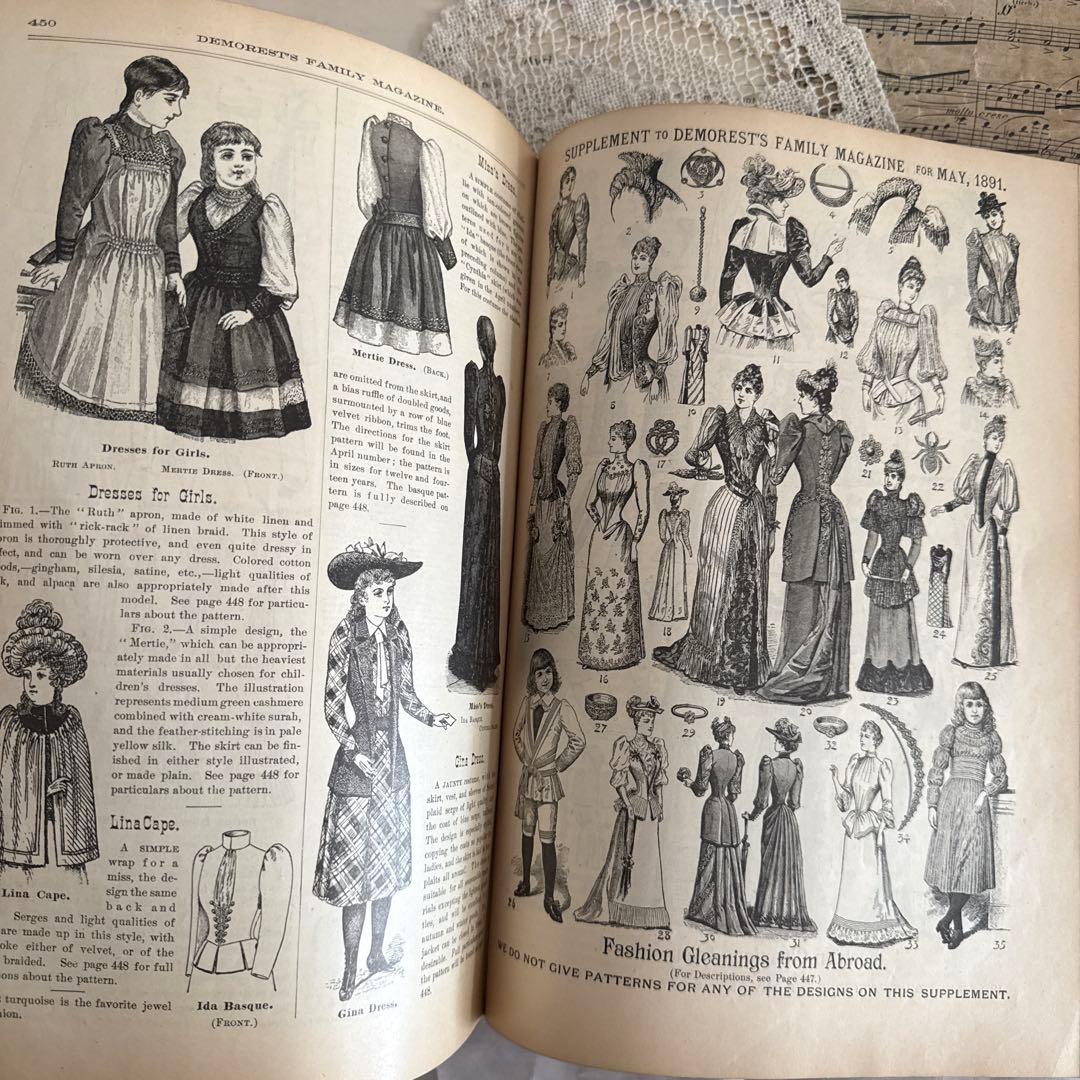 稀少1891年　美しいアンティーク古書ヴィクトリアン洋書　ジャンクジャーナル素材