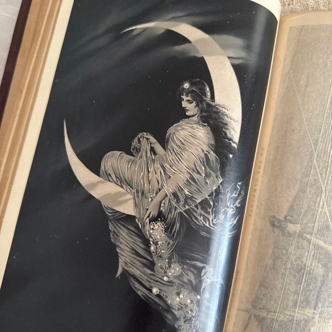 稀少1891年　美しいアンティーク古書ヴィクトリアン洋書　ジャンクジャーナル素材