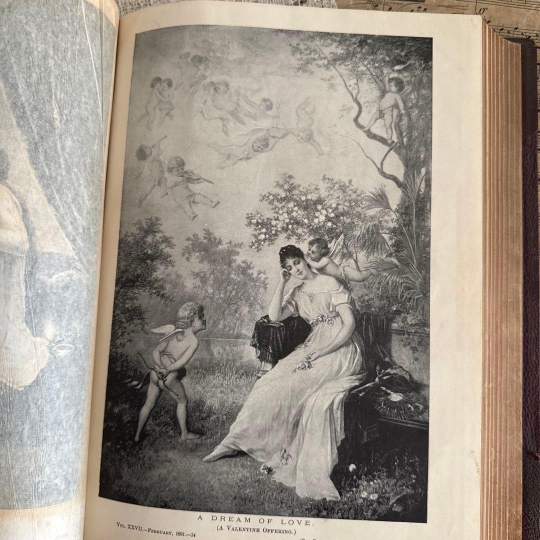 稀少1891年　美しいアンティーク古書ヴィクトリアン洋書　ジャンクジャーナル素材