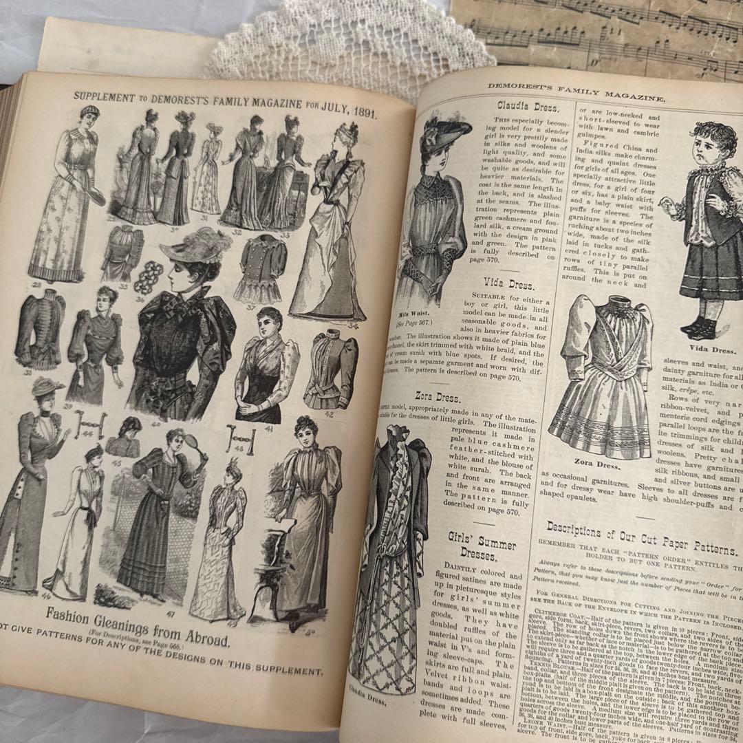 稀少1891年　美しいアンティーク古書ヴィクトリアン洋書　ジャンクジャーナル素材