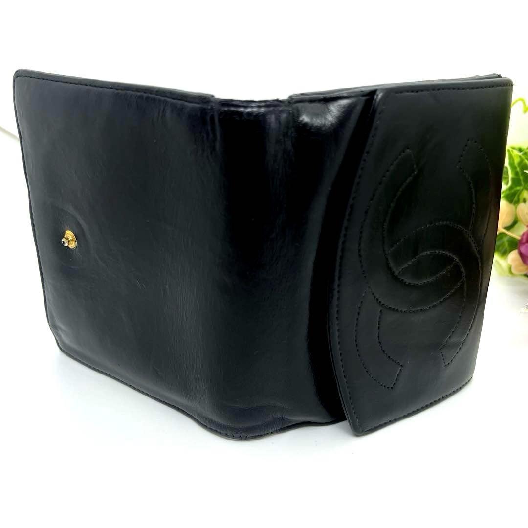 CHANEL シャネル ラムスキン 二つ折り 財布ココマーク ヴィンテージ 黒