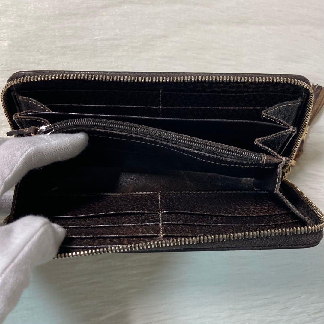 本日限定　GUCCI グッチ　長財布　ラウンドファスナー　バンブー　茶色　箱