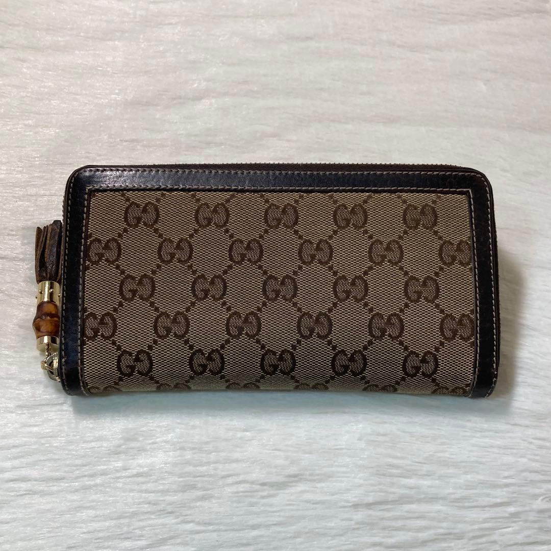 本日限定　GUCCI グッチ　長財布　ラウンドファスナー　バンブー　茶色　箱
