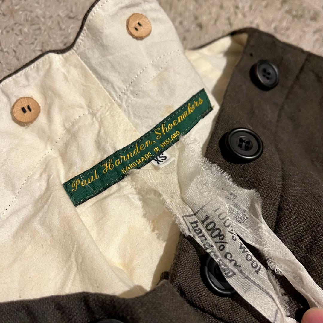 PaulHarnden サスペンダー ウール ショートパンツ カーキ xs