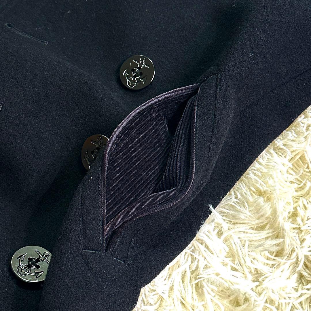 極美品 ロロピアーナ ブルックスブラザーズ ピーコート ウール 100% 黒 S