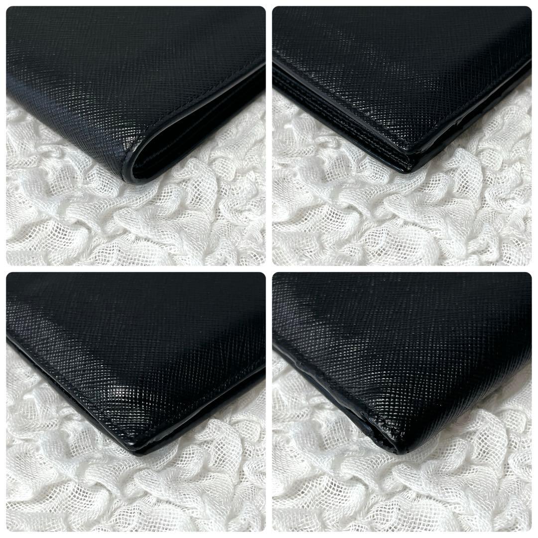 極美品✨近年　プラダ 二つ折り財布 コンパクト　小銭入れ付　サフィアーノレザー
