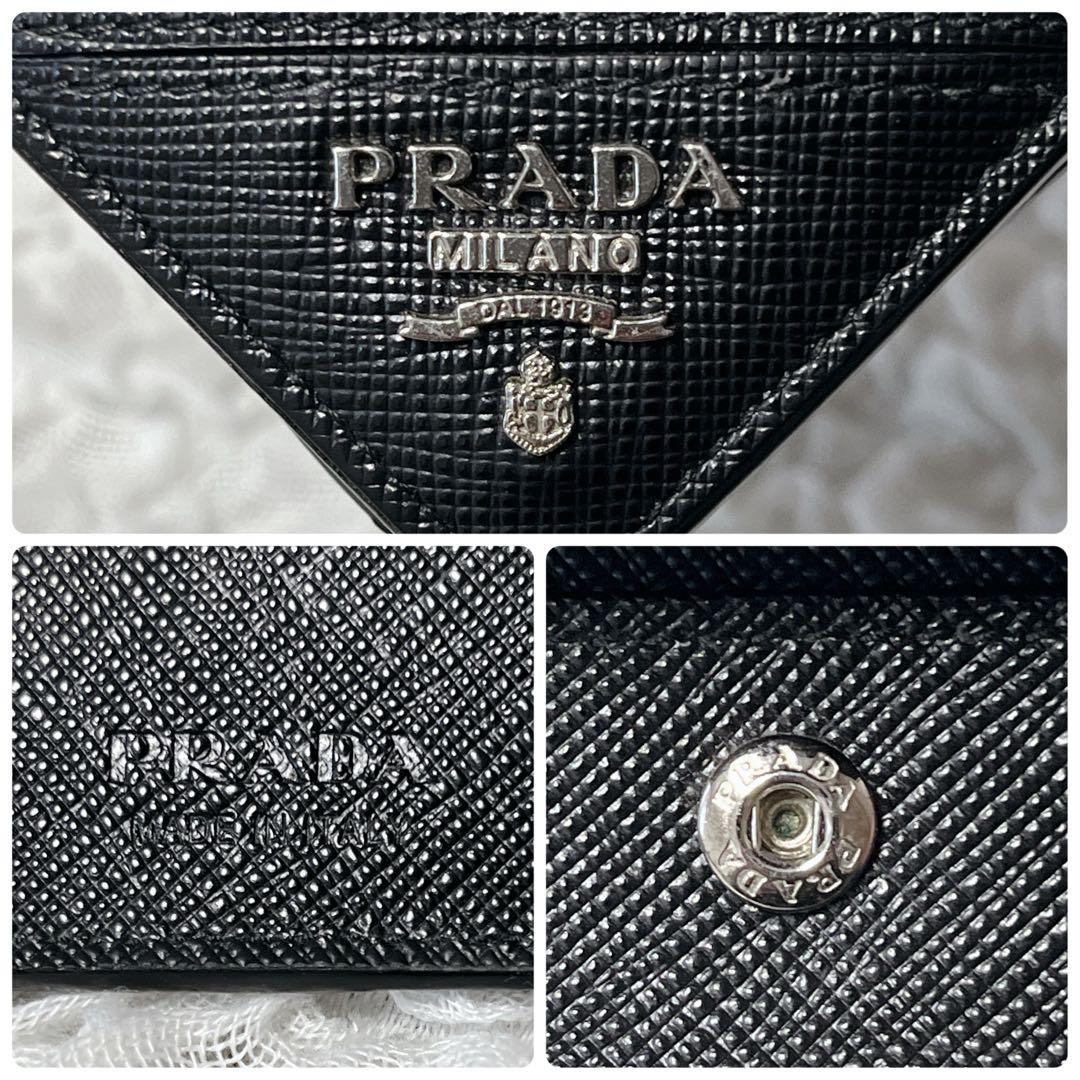 極美品✨近年　プラダ 二つ折り財布 コンパクト　小銭入れ付　サフィアーノレザー