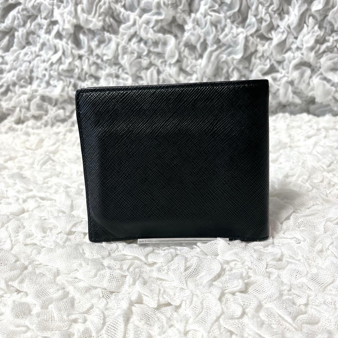 極美品✨近年　プラダ 二つ折り財布 コンパクト　小銭入れ付　サフィアーノレザー