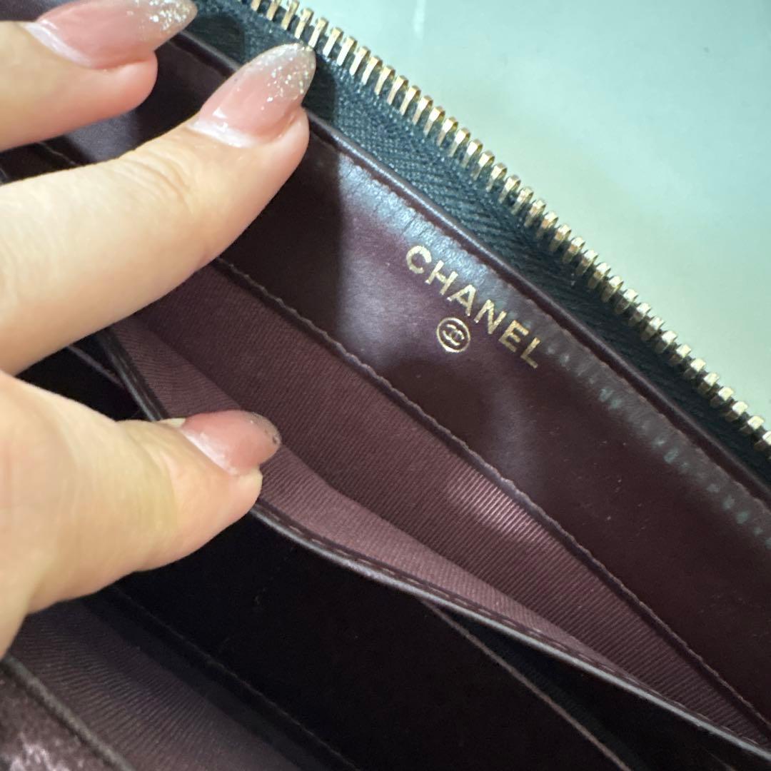 シャネル キャビアスキン 長財布 ラウンドジップ 黒 財布 マトラッセ ジップ