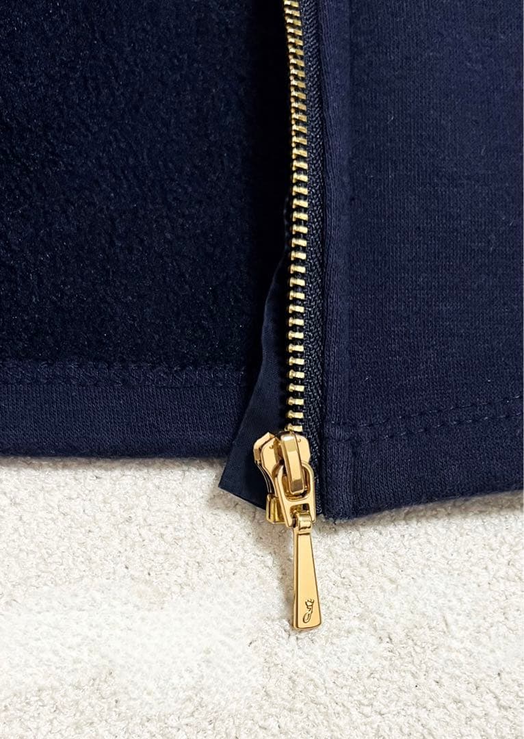 美品 jacadi フリル フード付き ファスナー パーカー 紺 ネイビー