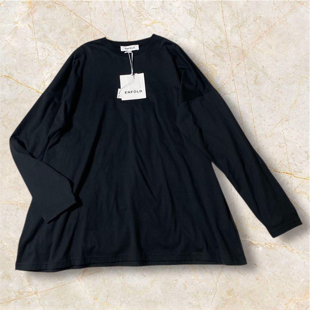 新品タグ付✨【ENFÖLD】 スビン天竺 BOX Aラインカットソー 38 黒