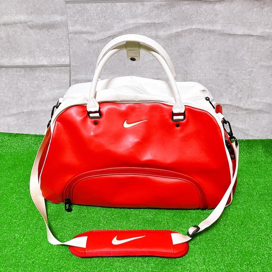 NIKE GOLF ゴルフ ボストンバッグ レッド フェイクレザー 希少 レア