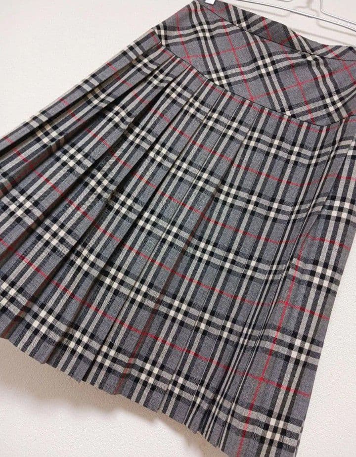 BURBERRYS バーバリーズ◆プリーツスカート◆13　XL◆グレー　チェック