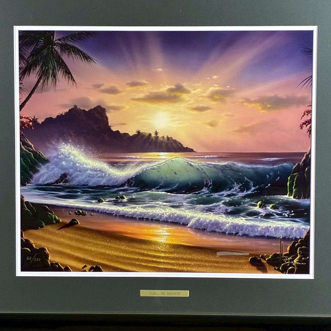 美品 ジョン・アルホーグ「サンライズイン～」ミクスドメディア ダイヤ・サイン入