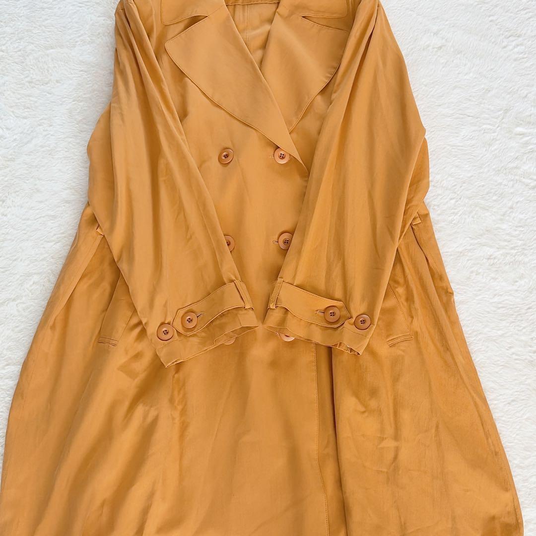極美品✨【ディオール】シルク100%ダブルトレンチコート マスタードイエロー M