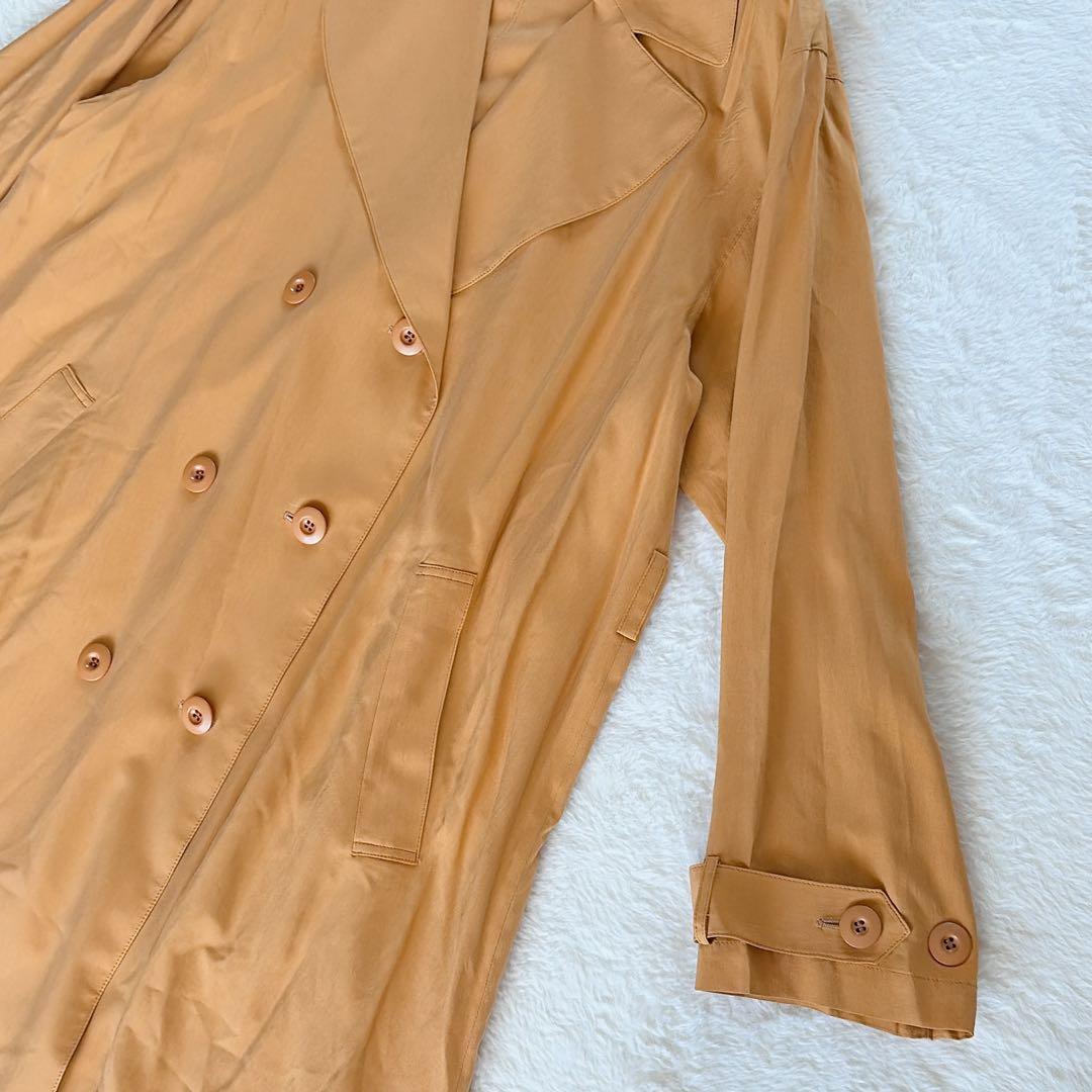 極美品✨【ディオール】シルク100%ダブルトレンチコート マスタードイエロー M