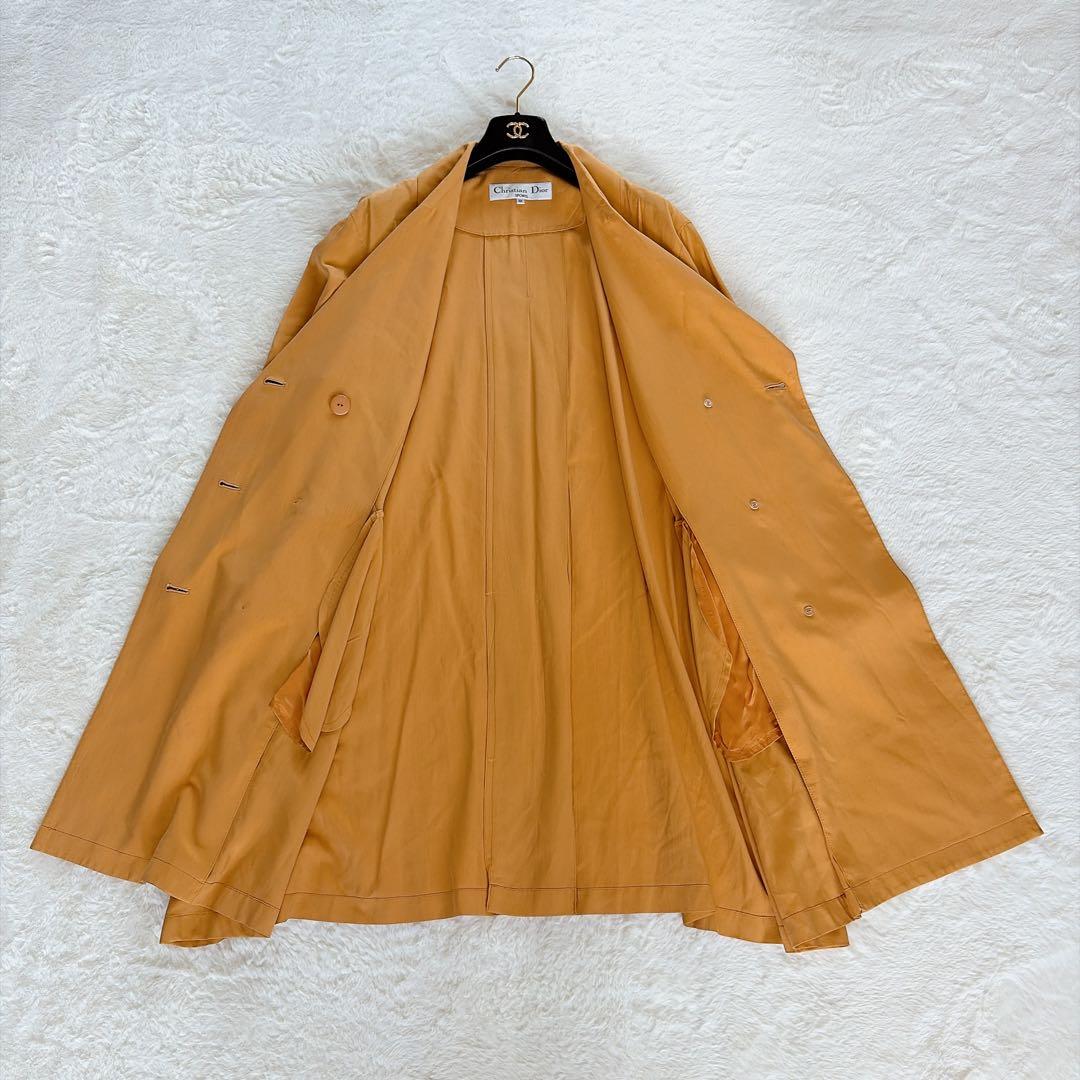 極美品✨【ディオール】シルク100%ダブルトレンチコート マスタードイエロー M