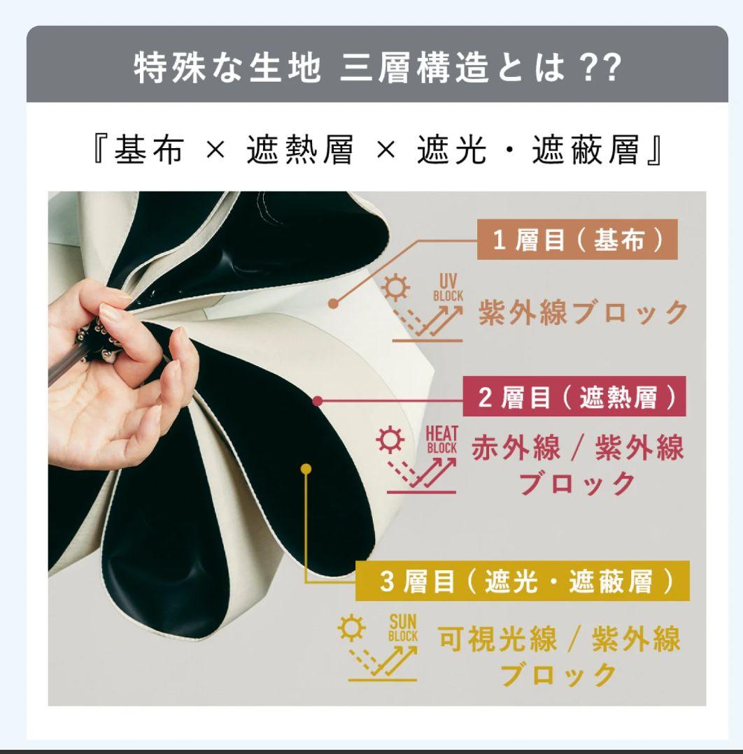 3段折りたたみ傘COKAGE+ 木手元 50cm リリィホワイト×ラテベージュ