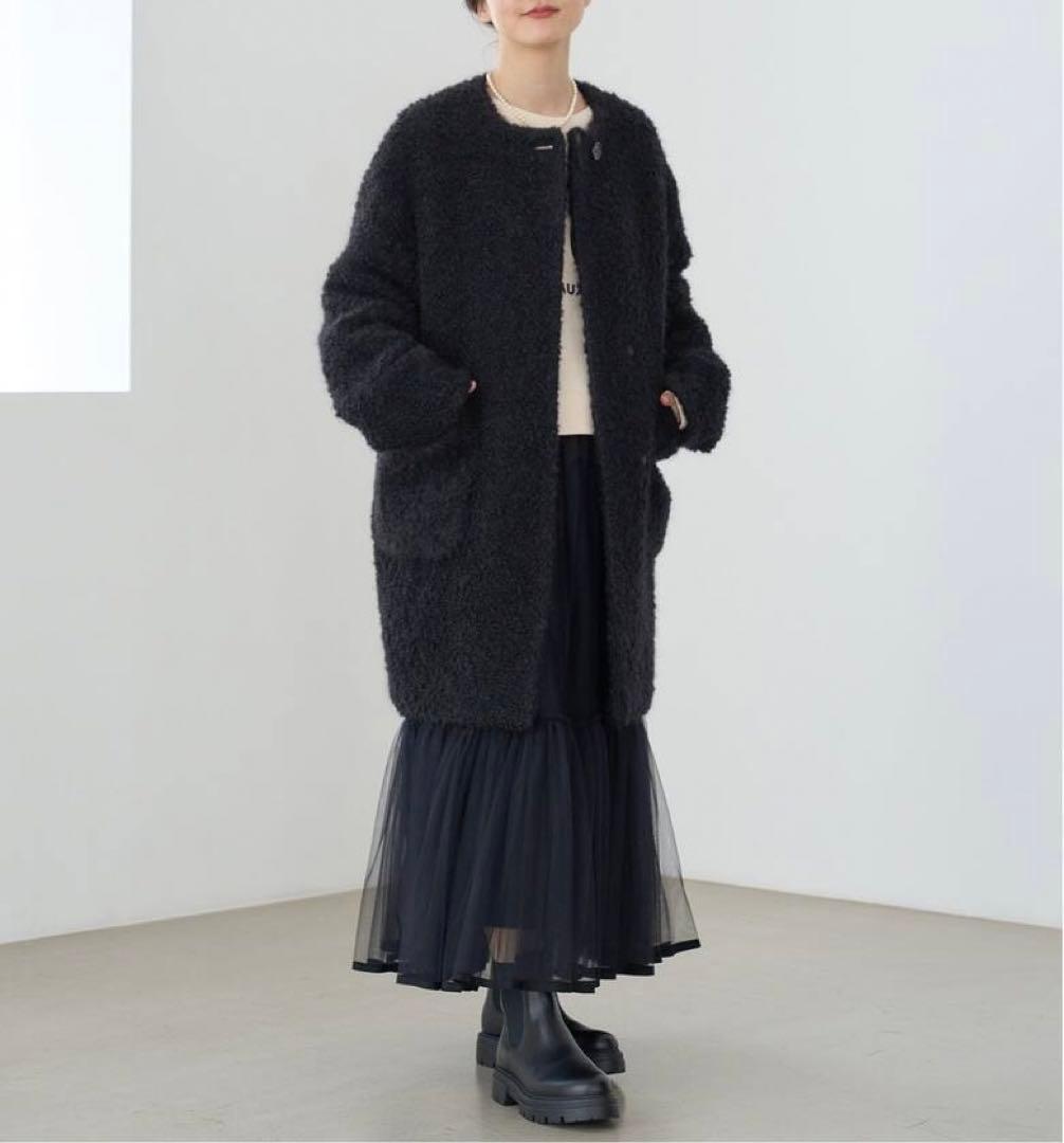 ループツイードコクーンコート　IENA