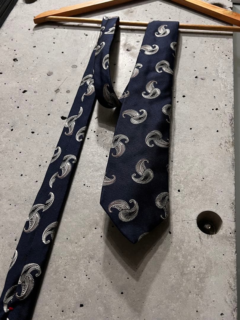 FRANCO BASSI ネイビー ペイズリー ネクタイ