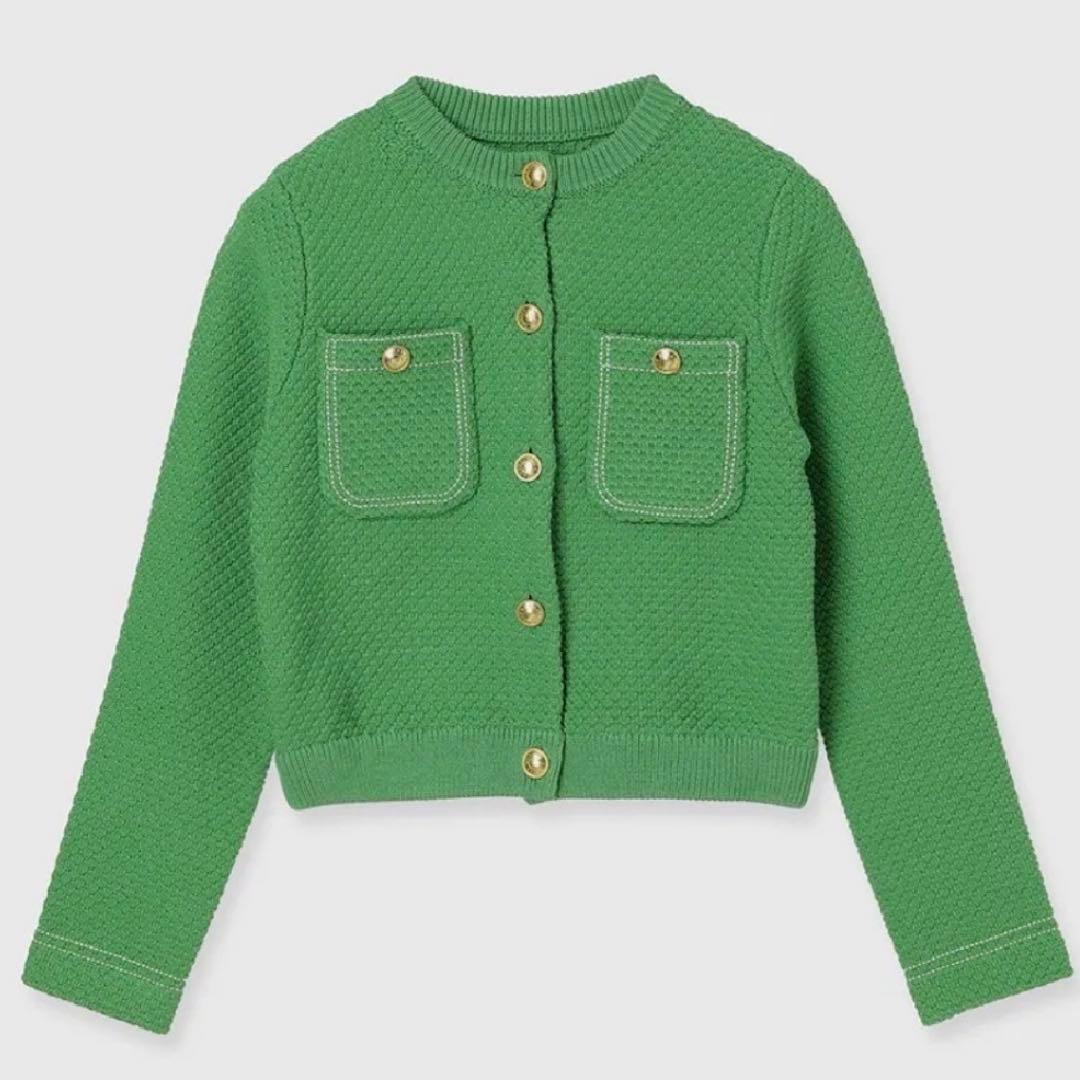 【anuans】ノーカラーニットジャケット