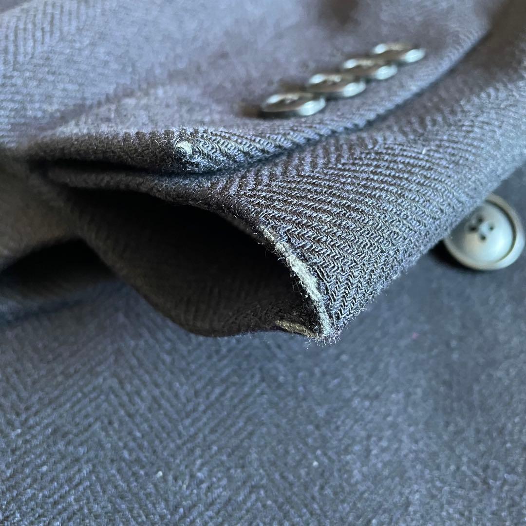モアレス BEAMS ヘリンボーンカシミヤ混チェスターコート XL 紺
