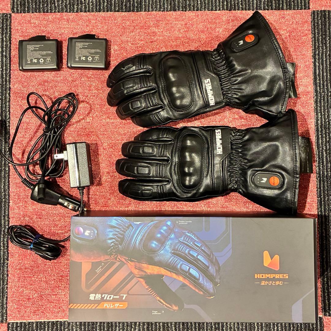 HOMPRES 電熱グローブ ブラック 充電器付き