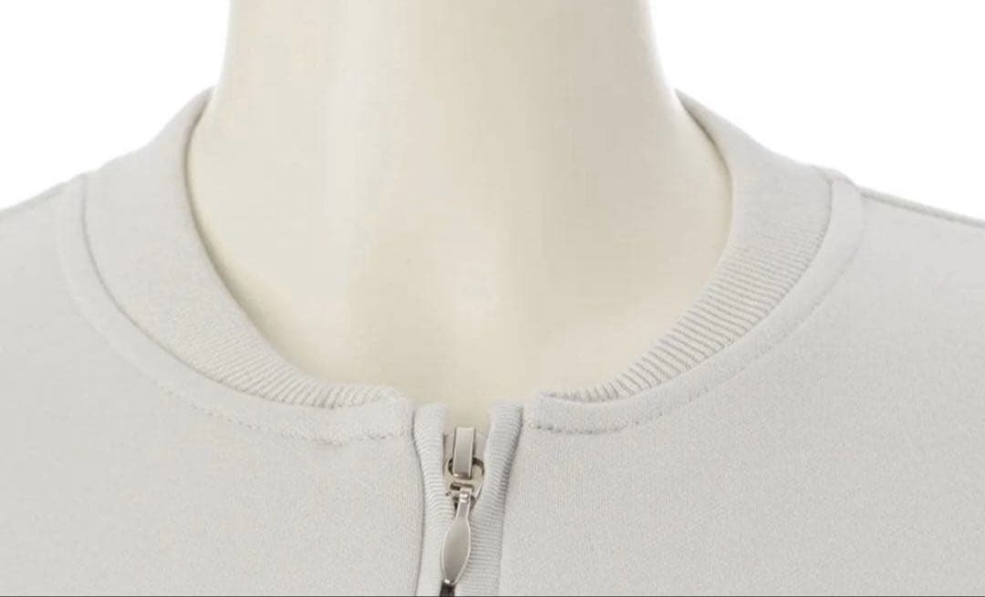 ドゥロワー コットン ロゴ刺繍 ジップアップ ブルゾン ジャケットライトグレー