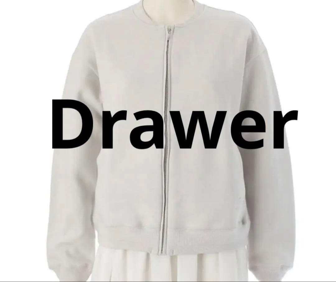 ドゥロワー コットン ロゴ刺繍 ジップアップ ブルゾン ジャケットライトグレー