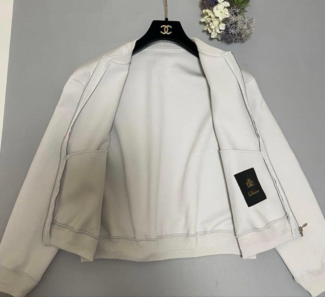 ドゥロワー コットン ロゴ刺繍 ジップアップ ブルゾン ジャケットライトグレー