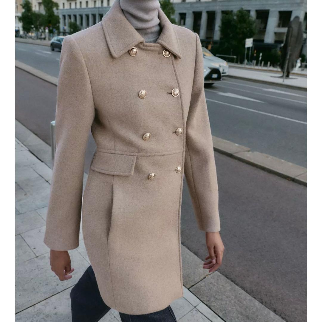 ZARAウール混紡ショート丈ダブルブレストコート Mサイズ 新品