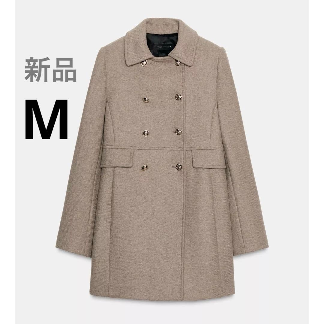 ZARAウール混紡ショート丈ダブルブレストコート Mサイズ 新品