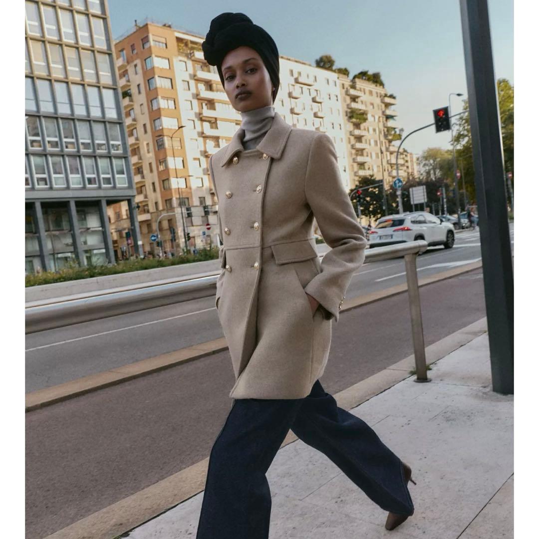 ZARAウール混紡ショート丈ダブルブレストコート Mサイズ 新品