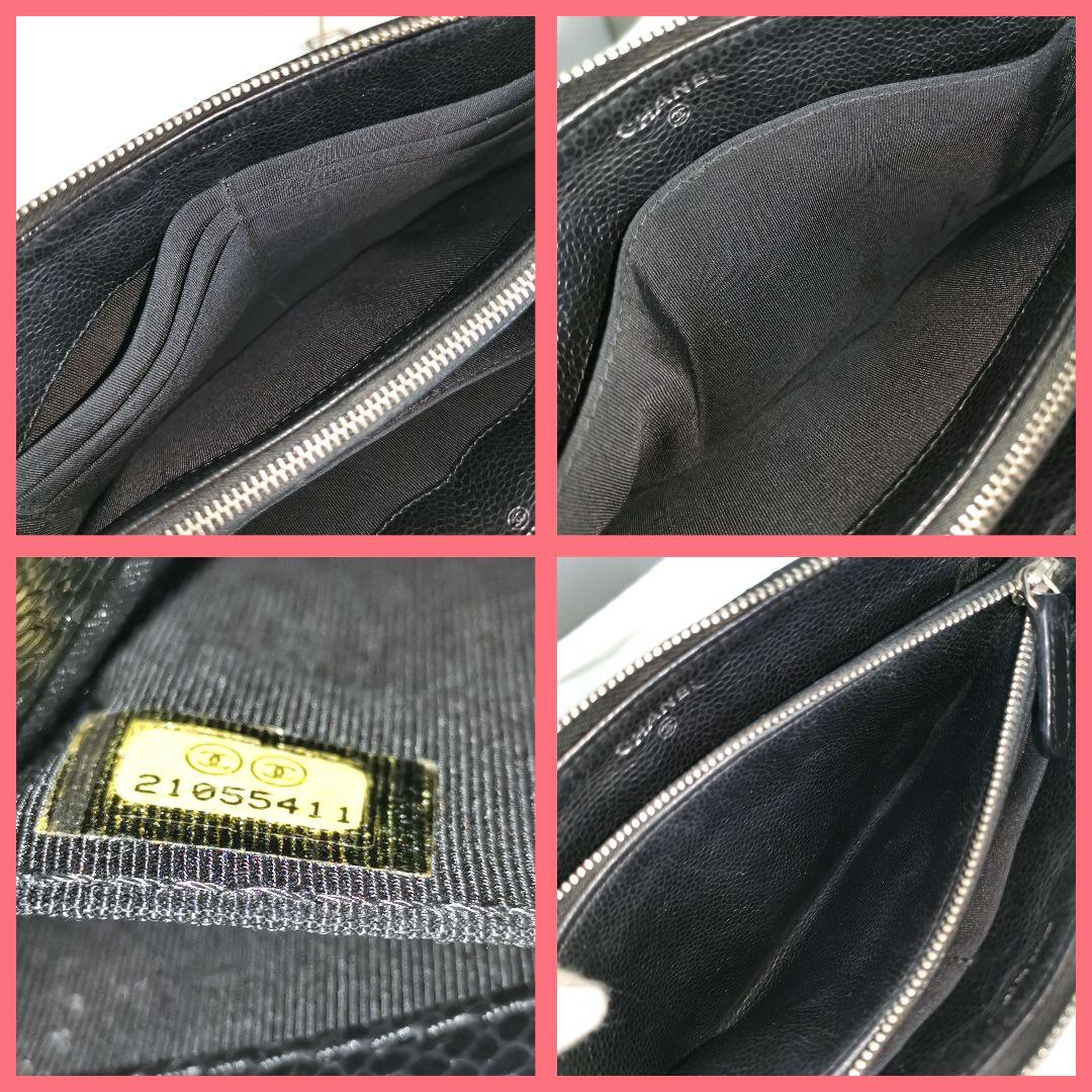 【極美品】シャネルCHANEL黒キャビアスキン大きめ長財布 新品ショルダー鑑定済
