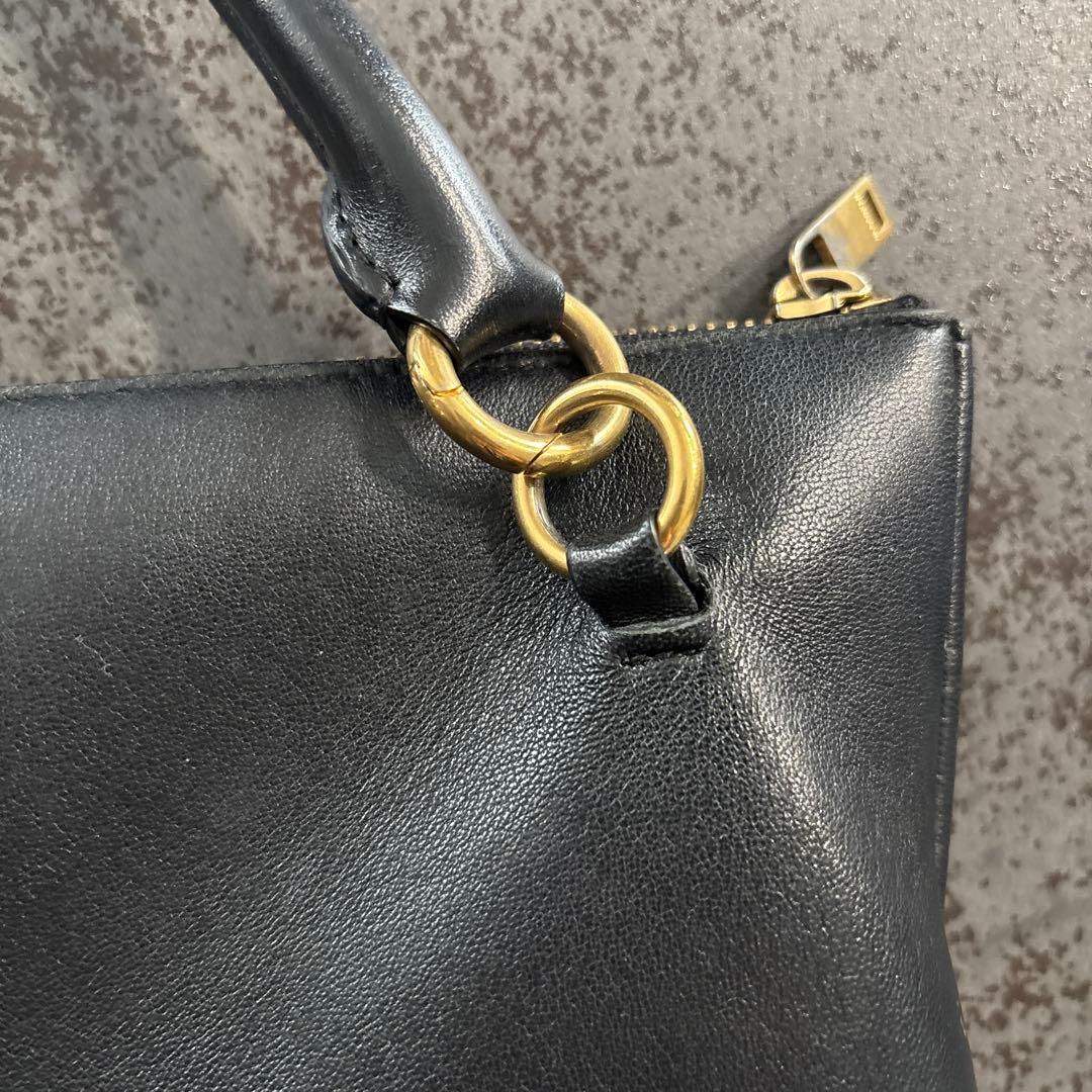 ジルサンダー　ブラックレザーショルダーバッグ