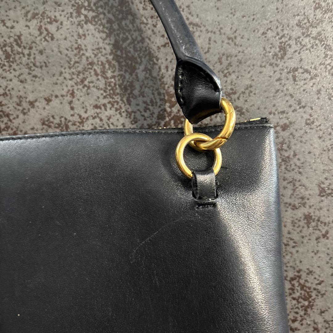 ジルサンダー　ブラックレザーショルダーバッグ