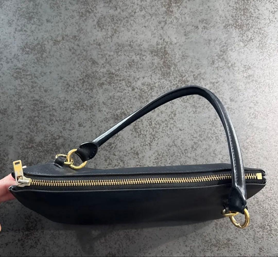 ジルサンダー　ブラックレザーショルダーバッグ