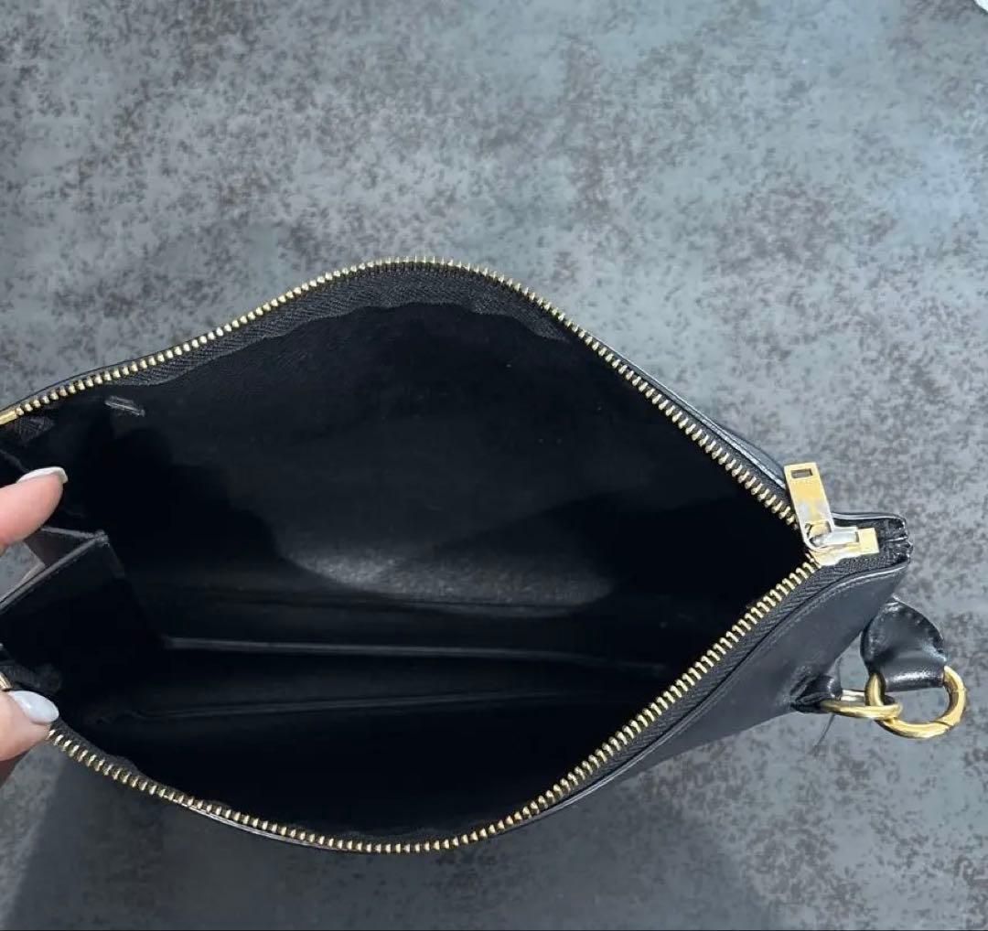 ジルサンダー　ブラックレザーショルダーバッグ