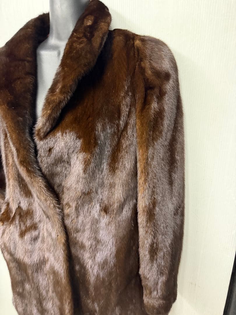 美品　金のSAGA MINKブラウン毛皮コート