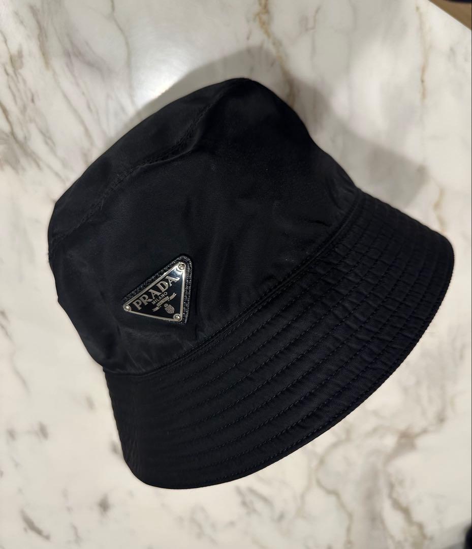 PRADA プラダ バケットハット 帽子 Mサイズ ナイロン ブラック　正規品