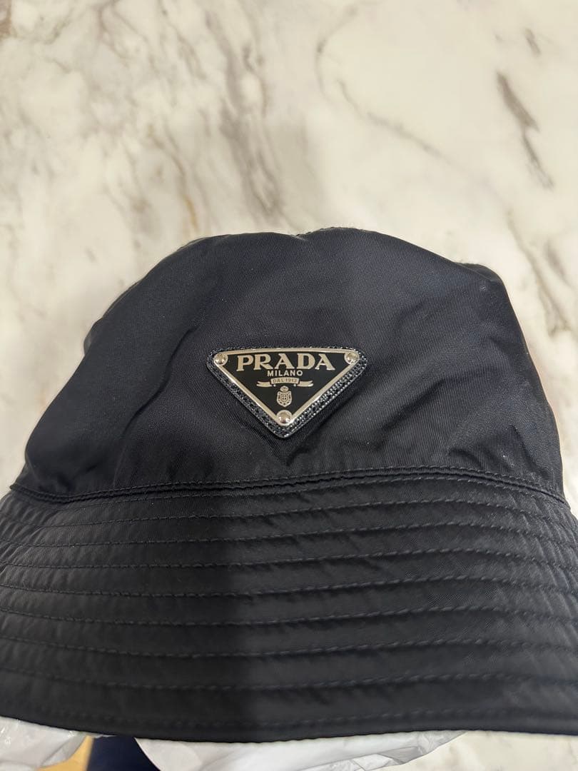 PRADA プラダ バケットハット 帽子 Mサイズ ナイロン ブラック　正規品