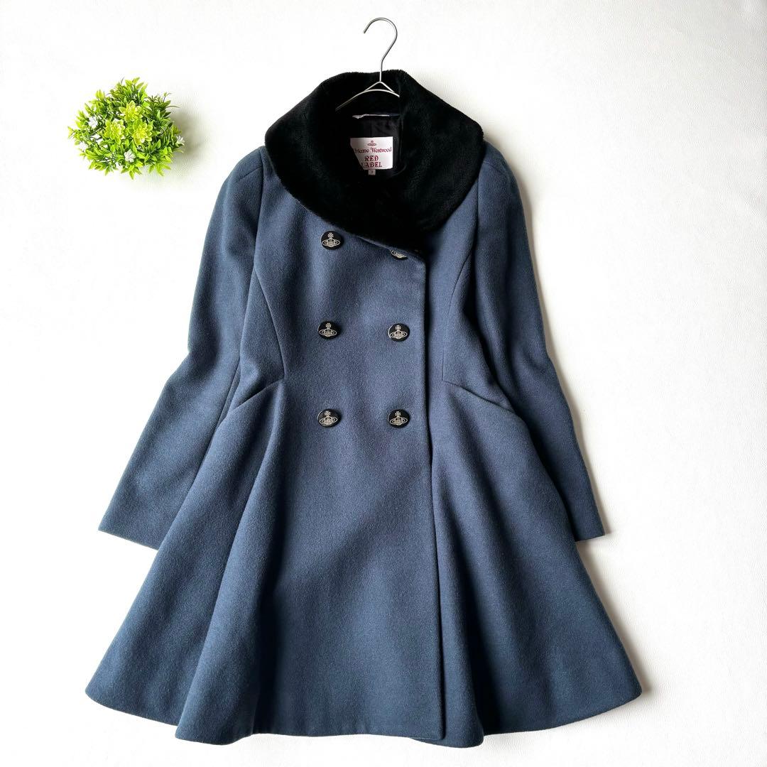 美品✨ヴィヴィアンウエストウッド　ウールメルトンコート　オーブ　Aライン　ファー